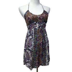 Crush Dress Womens Small Halter Empire Waist Open Back